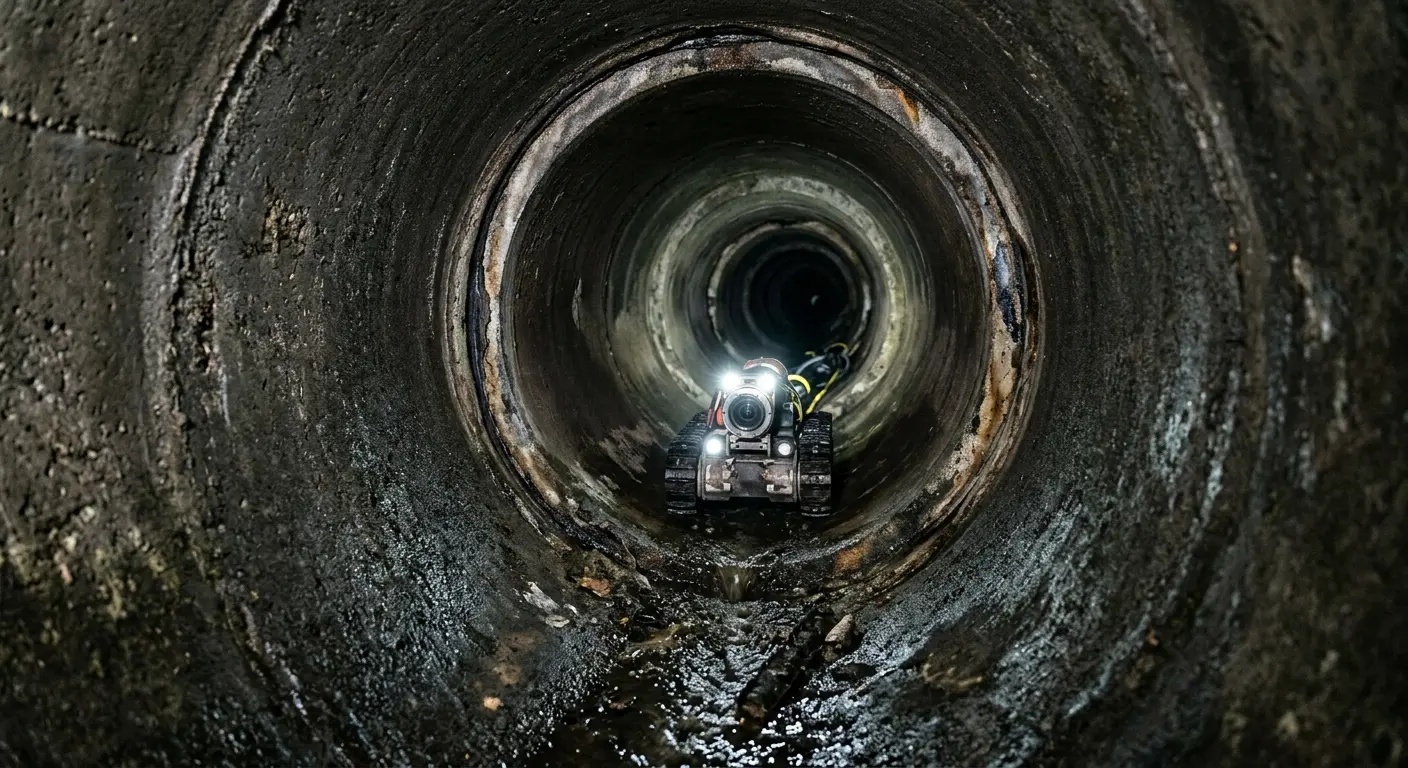 Robotic sewer camera inspecting pipe interior for Sewer Line Repair in Sandusky